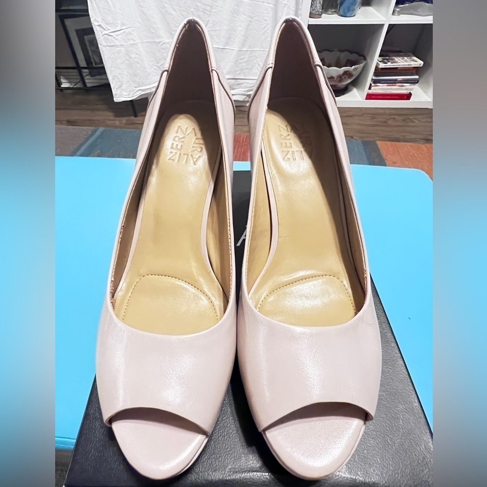 NATURALIZER Womens Nude Arch Support Amie Peep Toe Block Heel Slip On Pumps 9M‍‍ - Picture 3 of 13